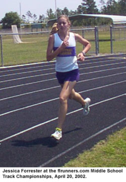 Jessica Forrester at the flrunners.com Middle School Track Championship