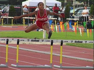 Queen Harrison></CENTR><BR>
Another Virginia-Maryland border state battle will be waged in the girls' 300 meter hurdles as state leader Hermitage junior 

Queen Harrison (43.87 season best) will be pitted up against Towsen Catholic (MD) senior Rokesha Williams (43.44). With only 

one other entrant under 45 seconds in Heritage's Octavia James (44.67 season best), the final stretch should these two ahead 

of the rest going for first place.
<P>
<B>Boys 300 Meter Intermediate Hurdles</B><BR>
(STC MEET RECORD:  38.11,  5/9/03,      TERRY THORNTON, PETERSBURG HS)<BR>
<P>
Look for Hampton senior Hamid Abdurrahim (39.24 season best) and William Fleming senior Brandt Hicks (39.63 season best) to 

duel it out in this one with both coming off sub 40 clockings in recent weeks.
<P>
<B>Girls 800 Meter Run</B><BR>
(STC MEET RECORD:  2:11.62,  5/11/01,     NICOLE COOK, PETERSBURG HS)<BR>             
(STC MEET RECORD:  2:11.62,  5/9/03,      LESLIE TREHEM, WESTERN BRANCH HS)
<P>
The deepest field in the meet with 18 runners 2:18 or faster times. The favorite will be Sarah Bowman as she will see what 

she has left in the tank after a hard mile earlier in the meet. Bowman is the defending national champion in the 800 with a 

2:04 lifetime best and currently has the nation's fastest time with a 2:05 this season. St. Catherine's Katie Doswell has 

dropped off considerably from where she was running in the indoor season where she ran a 2:08 800 and US#2 all-time 1000 

meter time of 2:47. Her current season best for 800 meters is a 2:15 and she will be looking to return back to her indoors 

form at STC. Bowman's greatest competition may lie in a fresh Devon Wiliams of Towsen Catholic. The sophomore from Maryland 

ran a 2:06 800 and 2:52 1000 last year as a freshmen, but like Doswell has had trouble matching that success as of late.
<P>
<B>Boys 800 Meter Run</B><BR>
(STC MEET RECORD:  1:51.47,  5/10/02,     RICHARD SMITH, SOUTH LAKES HS)<BR>
<P>
<CENTER><IMG SRC=http://archives.milesplit.com/milestat/images/Outdoor/2005/DogwoodTrackClassic/Phipps.jpg BORDER=1 ALT=